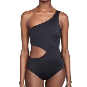 Solid and striped black cut out one piece